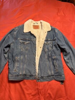 Sherpa-Lined Denim Jacket - Blue